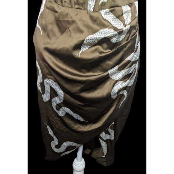 Averie Brown And White Snake Dress With Corset Bodice - Picture 4 of 9